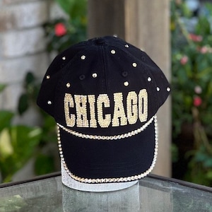 Rhinestone Hat Baseball Cap Custom Made  BlingPersonalized Custom Ball Caps with 1 rows of rhinestones on bill decorated crown with stones