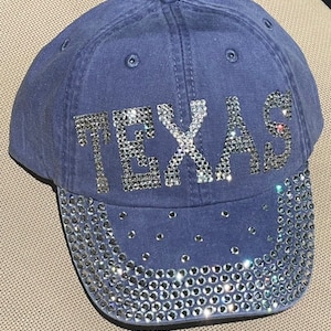 Rhinestone Hat Baseball Cap Custom Made Handmade Bling/Glam Personalized Custom Ball Caps w/ 3 rows of rhinestones on bill & cap