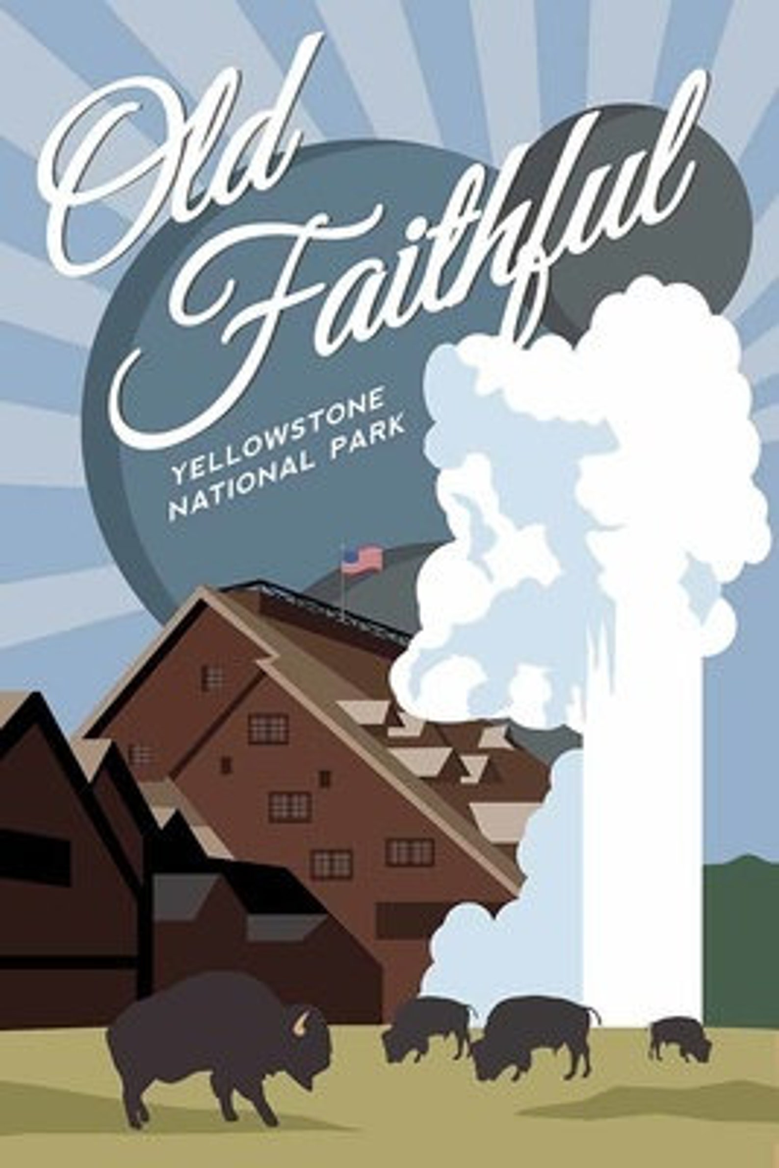 Beautiful Vintage Themed Poster Print of Old Faithful in - Etsy