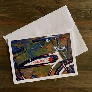 Carte de note vélo ensemble cartes de voeux - Vintage Schwinn Bicycle - ou carte de voeux. Peinture originale par l’artiste Jon Edmondo.