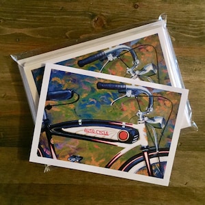 Fahrrad-Hinweis-Karte-Set - schöne Vintage Schwinn Fahrrad Notecard oder Grußkarte - Paket von 8 Karten mit Umschlägen