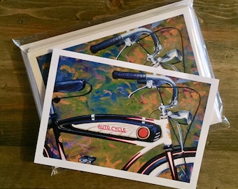 Bicycle Note Card Set - Beautiful Vintage Schwinn Bicycle Notecard or Greeting Card - Package of 8 cards with envelopes