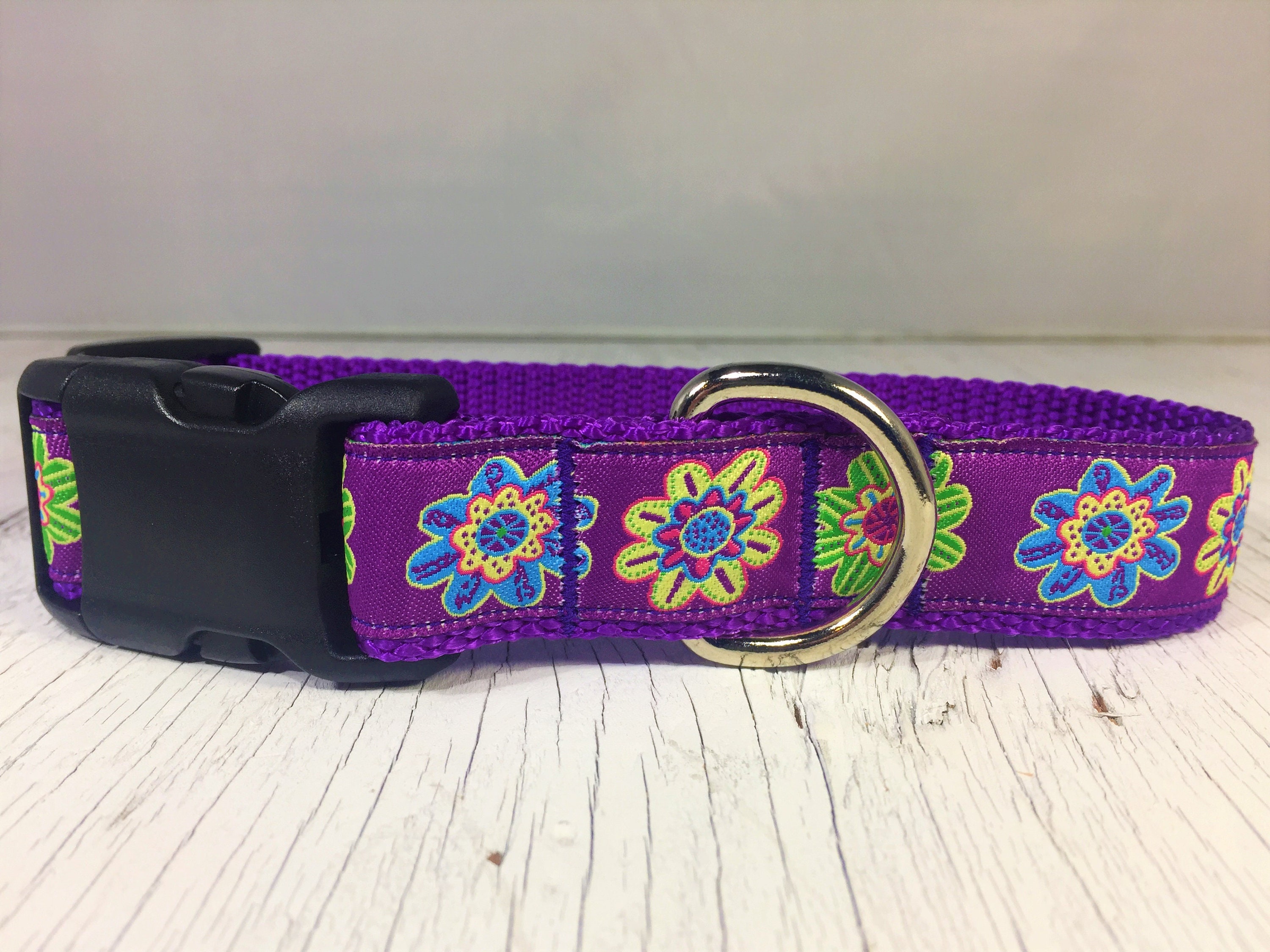 Purple Flower Dog Collar Etsy