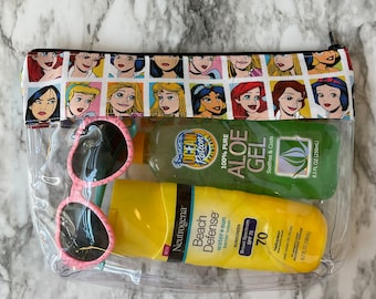 Disney Princess, Travel, Disneyland bag, vinyl bag, Belle, Jasmine, Ariel, Mulan, Cinderella, Aurora, Snow white, Rapunzel 158