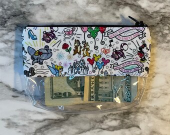 Small bag - Disney Castle, Disney ride, Disneyworld, Travel bag, Disneyland bag, vinyl bag, disney bag, coin bag, 230