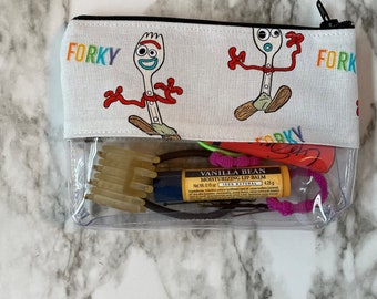 Forky, Toy Story, Toy Story 4, Woody, Buzz Lightyear, Travel bag, Pixar, Disneyland bag, vinyl bag, disney bag, coin bag, 161