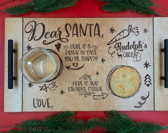 Dear Santa Milk and Cookie Tray- Personalized With Names