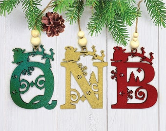 Christmas Theme Letter Monogram Ornament