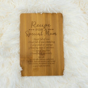 Recipe for a Special Mom Bamboo Cutting Board
