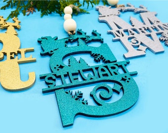 Christmas Theme Split Letter Monogram Ornament