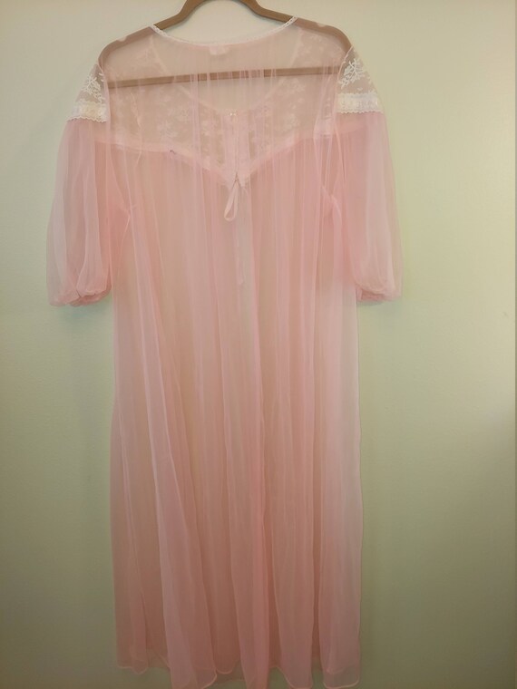 1970s Sheer Pink Gown Lace Neckline - image 8