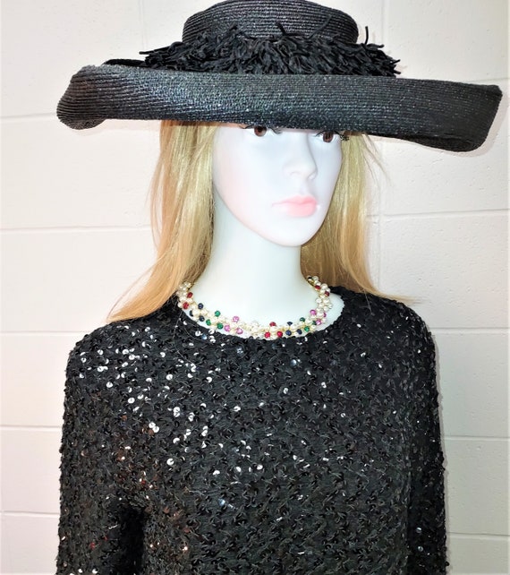 1940s Blum's Vogue Black Square Portrait Hat