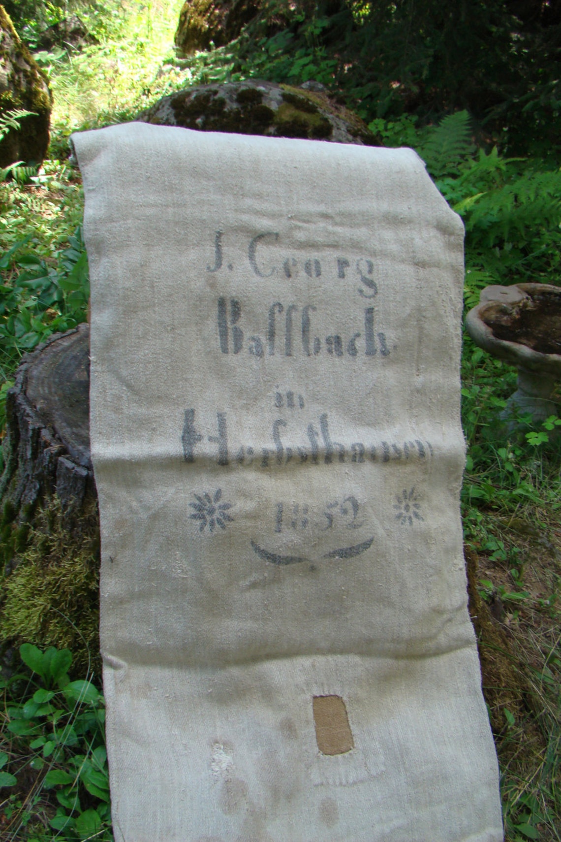 1852 Antique German Grain Sack J Bassbach in Etsy