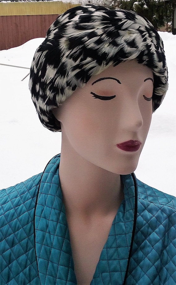 1950s Speckled Feathered Turban