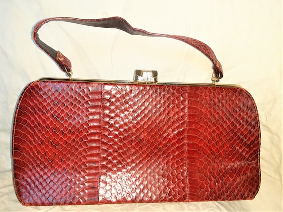 1930s Small Red Snakeskin Purse