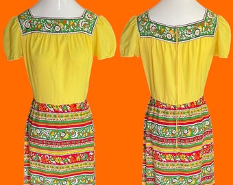 Vintage 60s/70s Peasant Style Maxi Dress