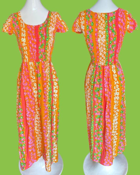 Gorgeous 1970s floral cotton maxi dress