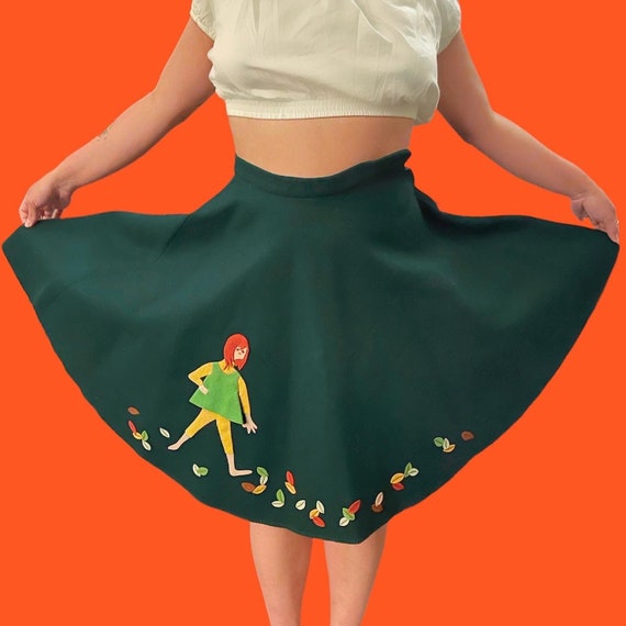 Vintage 1960's Felt Circle Skirt with Appliqué - image 5