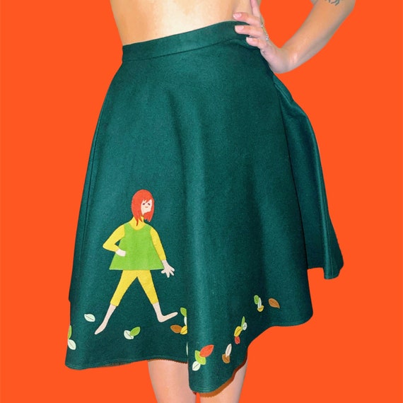 Vintage 1960's Felt Circle Skirt with Appliqué - image 2