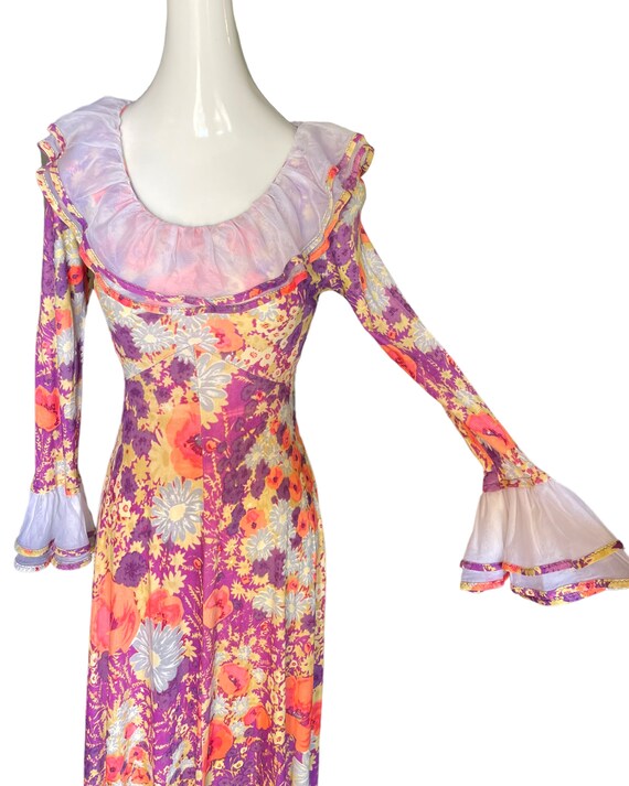 Vintage 60s/70s Ruffled Empire Waist Maxi Dress - image 2