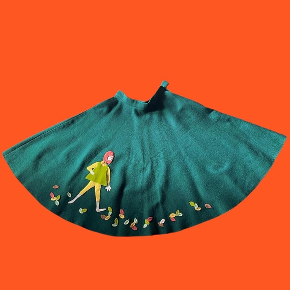 Vintage 1960's Felt Circle Skirt with Appliqué - image 3