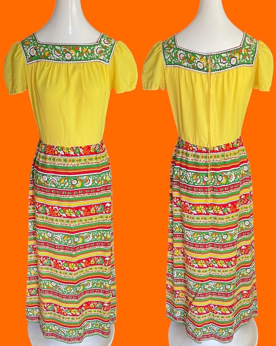 Vintage 60s/70s Peasant Style Maxi Dress