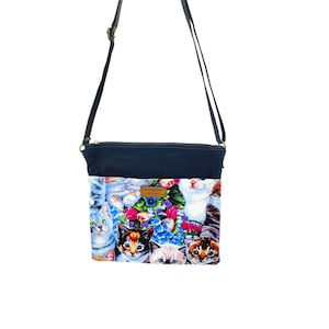Small 3-sections/canvas-cotton/cross-body bag