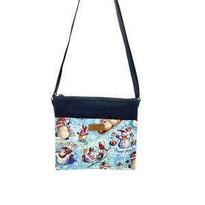 Small 3-section/canvas-cotton/cross body bag