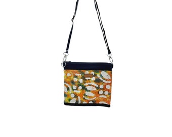Small 3-sections/canvas-cotton/shoulder & cross-body bag