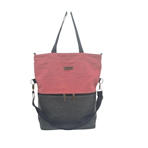 2 tones/2 ways carrying/canvas tote bag
