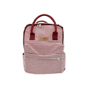 burgundy gingham/ 3-way convertible big backpack