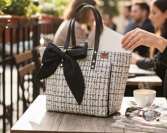 Große Schleife/Schultertasche aus Canvas