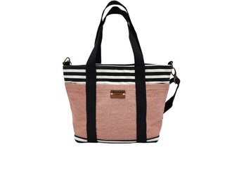 Kleine 2-Farben-Farben-Streifen / 2-Wege-Tragetasche aus Segeltuch