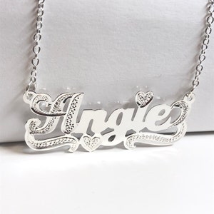 Personalized Name Plate Necklace in Sterling Silver Name Necklace Name Jewelry Pendants