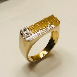 Personalized Name Ring in Sterling Silver with Gold Plate