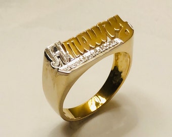 Personalized Name Ring in Sterling Silver with Gold Plate