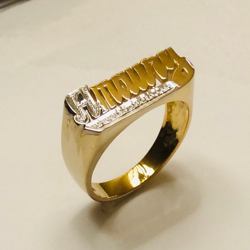 Personalized Name Ring in Sterling Silver With Gold Plate - Etsy
