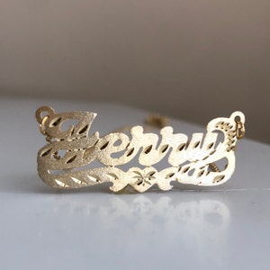 Personalized Single Name Plate in Sterling Silver with Gold Plated &  Florentine Design