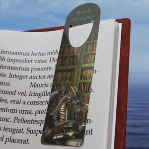 Book Dragon Metal Bookmark Fantasy-Themed Bookmark Library Dragon Bookshelves Book Lover Coffee Tea drinking Gift Reading Accessory