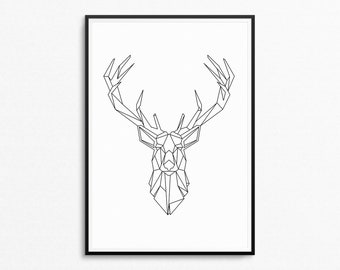 Geometric Deer Print | Etsy