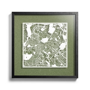 Mappa ritagliata di Roma, 3D incorniciata 18x18 pollici, in confezione regalo, 4 colori di sfondo, auto-cambiante, arte della carta, REGALI IDEALI