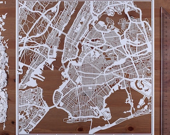 Paper cut map New York, 12×12 In. Paper Art IDEAL GIFTS