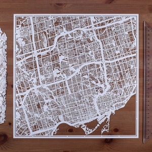 Toronto, Downtown Toronto Paper cut map  12×12 In. Paper Art  IDEAL GIFTS