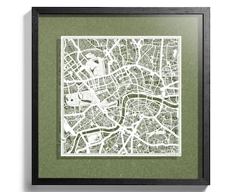 Paper cut map London , 3D framed 18x18 inches, Gift Boxed, 4 Background Color, self-Changing, Paper Art, IDEAL GIFTS