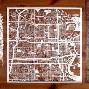 Paper cut map Omaha, Lincoln, NE 12×12 In. Paper Art  IDEAL GIFTS