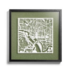 Papier geschnitten Landkarte Washington D.C., 3D gerahmt 18x18 Zoll, Geschenk Boxed, 4 Hintergrundfarbe, Papierkunst, IDEALE GESCHENKE