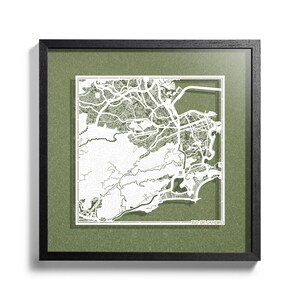 Rio de Janeiro, Brasilia, carte en papier découpé, encadré en 3D, 40 x 50 cm, dans une boîte cadeau, 4 couleurs de fond, auto-changement, Art du papier, CADEAUX IDÉAUX