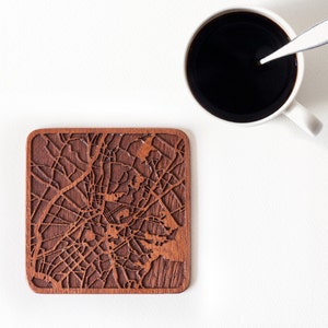 Athen Karte Untersetzer, ein Stück, Sapele Holz Untersetzer mit Stadtplan, mehrere Stadt optional, IDEAL GIFTS