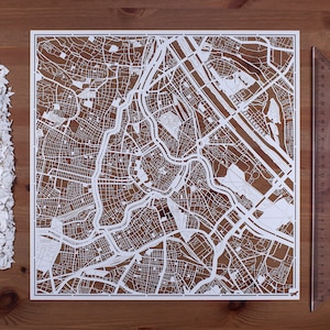 Paper cut map Vienna 1212 In. Paper Art IDEAL GIFTS image 1