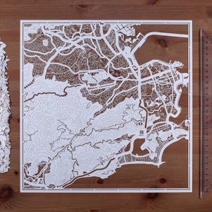 Rio de Janeiro, Brasilia Paper cut map 12×12 In. Paper Art  IDEAL GIFTS